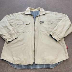 VTG Y2K Quicksilver Jacket Mens M Reversible Plaid Tan Full Zip Chore Skater